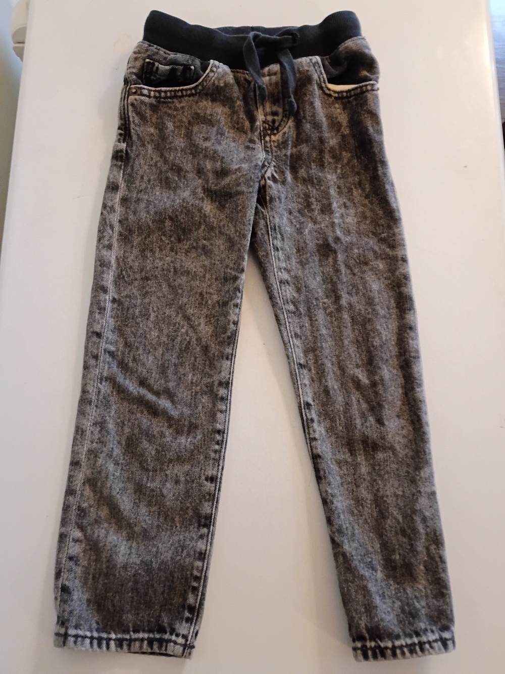 GAP Boys's Black & Grey Acid-Wash Slim Straight Jeans